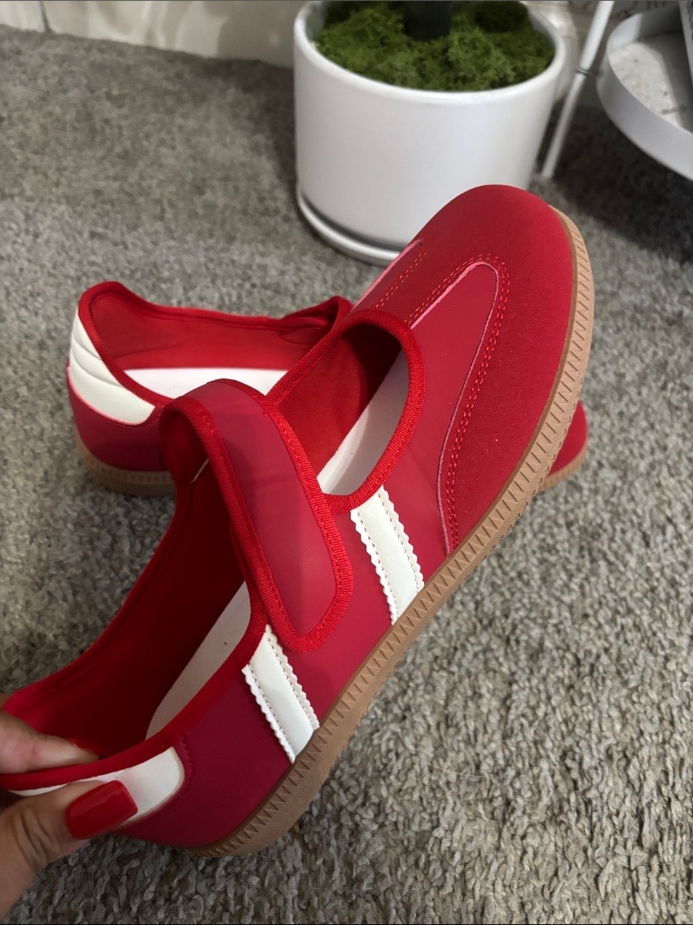 Red “Mary Jane” Style Sneakers